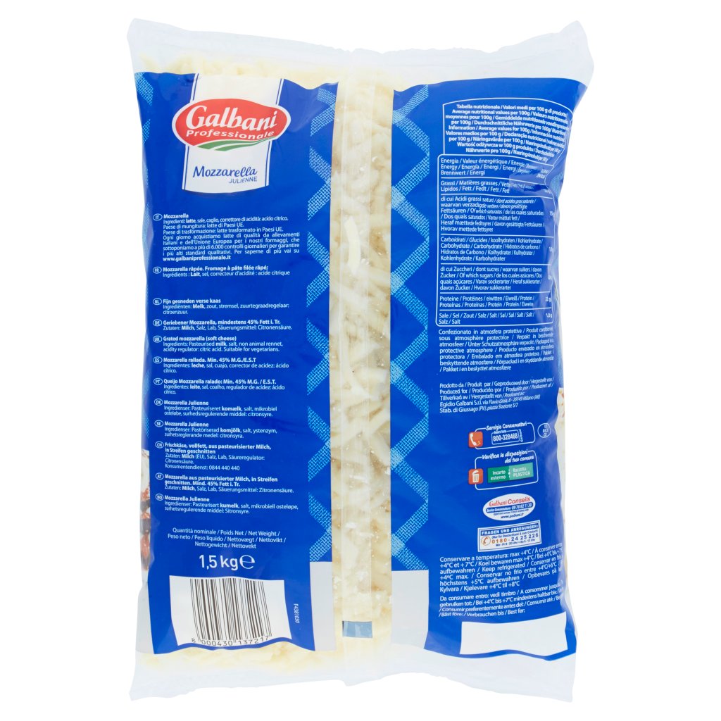 Galbani Professionale Mozzarella Julienne 1 5 Kg Supermercato24